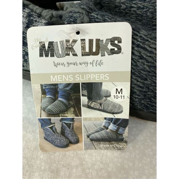 MUK LUKS MEN’S MEDIUM (10-11) CHRISTOPHER Slippers in DARK SAPPHIRE/PEWTER - Picture 11 of 12